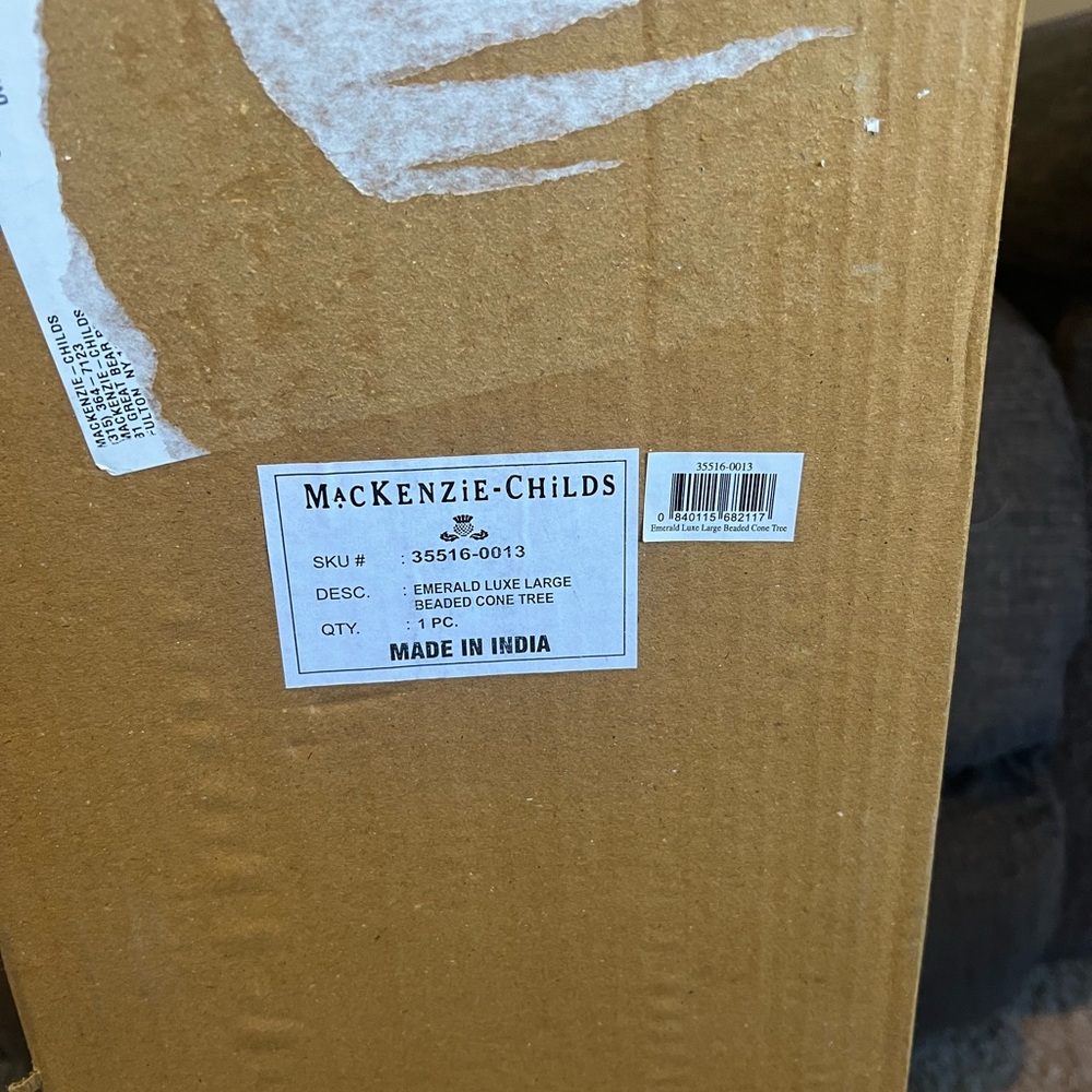 Mackenzie-Childs Emerald Luxe LARGE AND MEDIUM Beaded Cone Trees. New in Box. - Picture 8 of 16